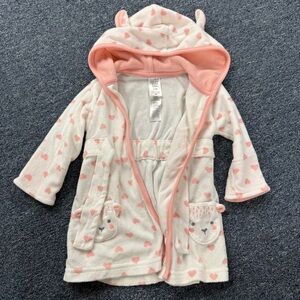 Carters Baby Girl Hooded Towel Robe Size 0-9 months